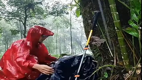 solo camping rain camping camping in the rain outdoors