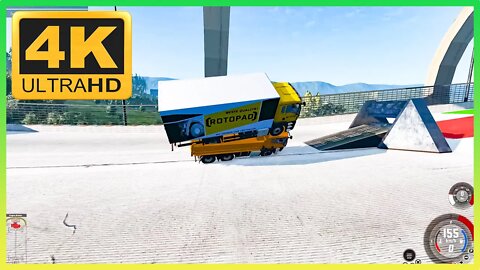 TruckFails | Cars vs Spinning Roller #187 | BeamNG.Drive |TrucksFails