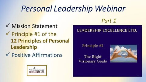 Personal Leadership Webinar - Part 1