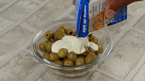 Pour cream over the olives and be surprised by the result!