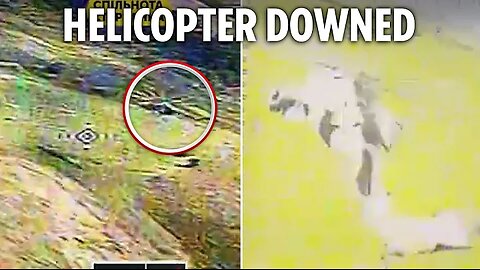 Moment Ukrainian drone brings down Russian Mi-28 Havoc attack helicopter as Putin airbase blitzed