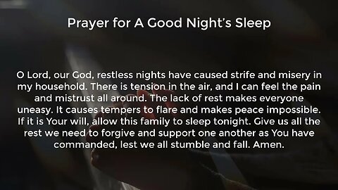 Prayer for A Good Night’s Sleep (Prayer for Peace in the Home)