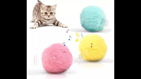 Interactive Cat Ball Toys Plush Electric Catnip Sound Cat Selfplaying