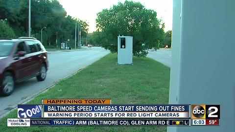Baltimore speed camera fines start Monday