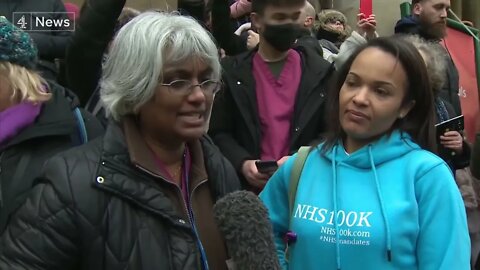 Health Care Workers In Central London Protest Against Restrictions
