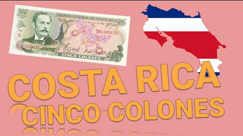 Old Banknotes: Banco Central De Costa Rica Cinco Colones 1968-1992