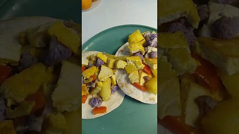 tofu scramble on tortillas! yum, yum yum!