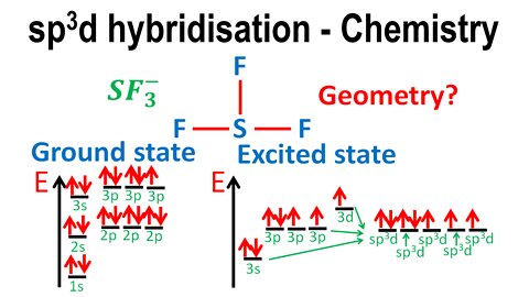 sp3d hybridisation, t-shaped, SF3- - Chemistry