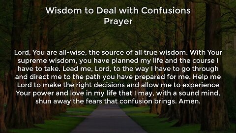 Wisdom to Deal with Confusions Prayer (Prayer for Wisdom and Direction)
