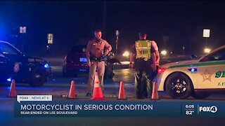 Motorcyclist in serious condition after rear ended on Lee Blvd.