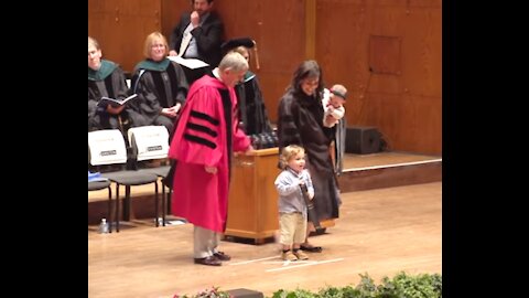 Toddler steals the show and gives away mom's M.D.