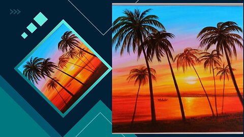 Sunset Beach Painting | Tropical Beach I Sunset Acrylic Painting For Beginners