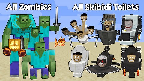 All powerful Zombies Vs All Skibidi Toilets / Minecraft Mob Battle