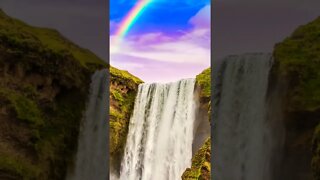 Amazing Rainbow Above Waterfall
