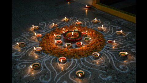 Festival of Lights decoration of House with Diyas and Rangoli Diwali Video
