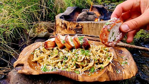 For Pasta FANS ONLY🤤, Chicken alfredo ASMR cooking(4K Relaxing sounds, Nature)
