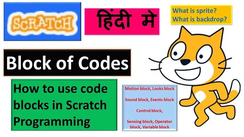 Scratch Programming Block of codes Explained | Using Blocks of code in Scratch in हिन्दी |