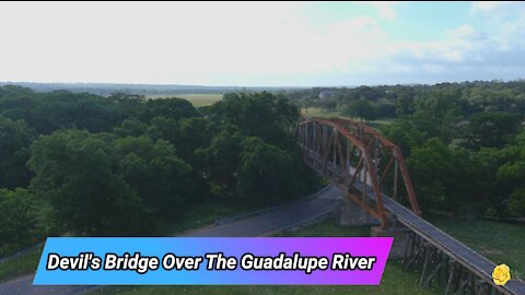 Devil's Bridge Over The Guadalupe River - A Drone View