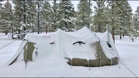 Hot Tent Winter Camping: STUCK in the Snow, More On The Big Horn III Tent Breakdown Process