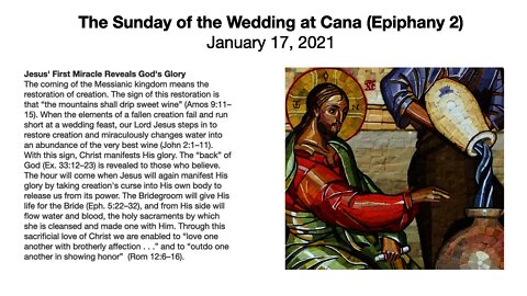 The Sunday of the Wedding at Cana (Epiphany 2) - January 17, 2021