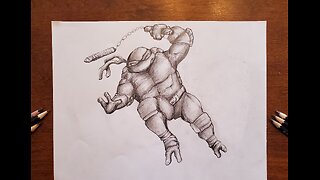 Drawing Michelangelo - Teenage Mutant Ninja Turtles.