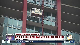 Fire crews save workers from side of downtown high-rise