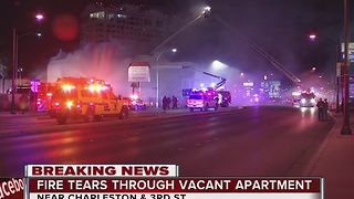 Vacant apartment building catches fire near downtown Las Vegas
