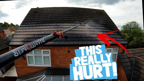 40FT REACH: TWIN TURBO NOZZLE ROOF CLEANING! ( OUCH! )