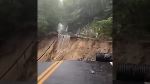 Portion of Route 218 near West Point, New York, reportedly washed away by floodwaters.