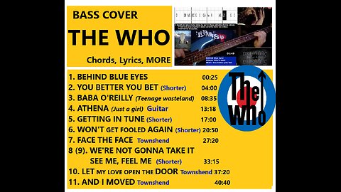 Bass cover THE WHO __ Chords, Lyrics, MORE