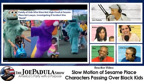 Slow Motion of Sesame Place Characters Passing Over Black Kids