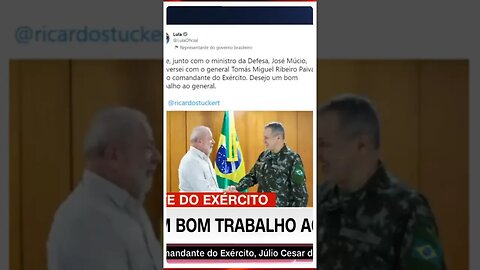 Lula foi às redes sociais desejar um "bom trabalho" ao general Tomás Miguel Ribeiro Paiva