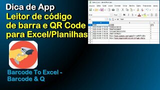 Barcode and QR code reader for Excel - App tip - Leitor de código de barra e QR code para Excel - Dica de App