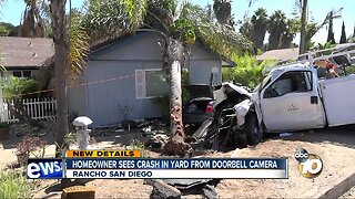 Homeowner sees crash in yard from doorbell camera