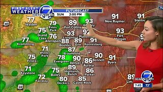 Warm Sunday, with late-day scattered storms