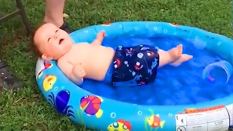 Funny Baby Playing With Water - Baby Outdoor Video