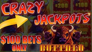 LANDING 3 JACKPOT HANDPAYS + $100 BETS ONLY on HIGH LIMIT BUFFALO LINK!! HUGE WIN