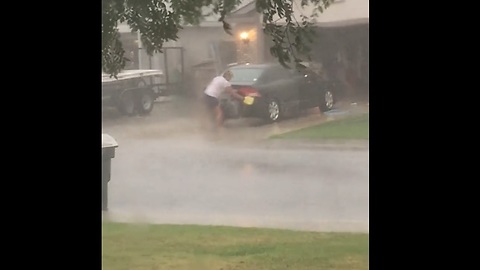 Catching your neighbor wash their car during the hurricane