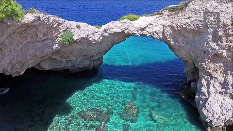 Drone captures majestic cave in Corinth, Greece