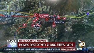 Homes destroyed along West Fire's path