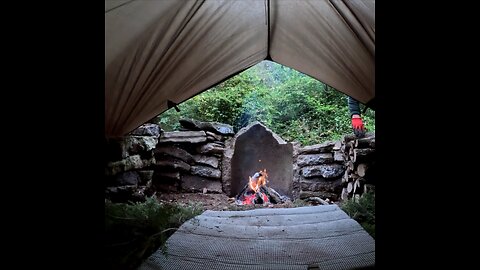 Bushcraft camping in the wildernes