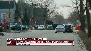 Evacuations underway after a gas main struck