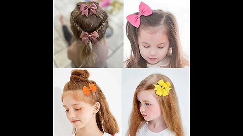 10Pcs/Set New Cute Solid Ribbon Bowknot Hair Clips for Baby Girls