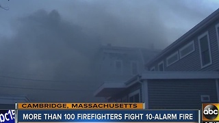 More than 100 firefighters battled a 10-alarm fire in the Boston area