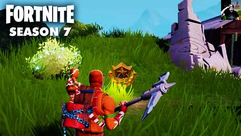 Search Between a Giant Rock Man, a Crowned Tomato, & Encircled Tree - FORTNITE LOCATION