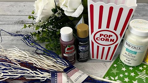 Patriotic Floral Arrangement || Using a Popcorn Container From Dollar Tree