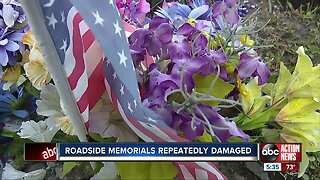 Roadside memorials repeatedly damaged