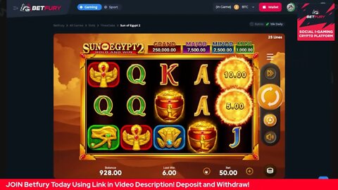 Betfury Sun of Egypt 2 Slot Game! One Of My Favourite Slot Games! Demo Game! Pay To Win!