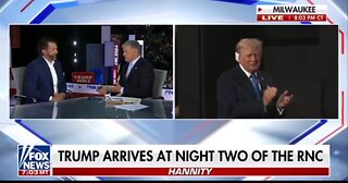 Don Jr Talks to Hannity as Trump Enters the Building at RNC Night 2