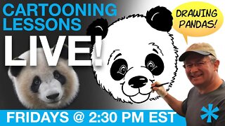 Cartooning Lessons LIVE with Dan Lietha - How to Draw a Panda!